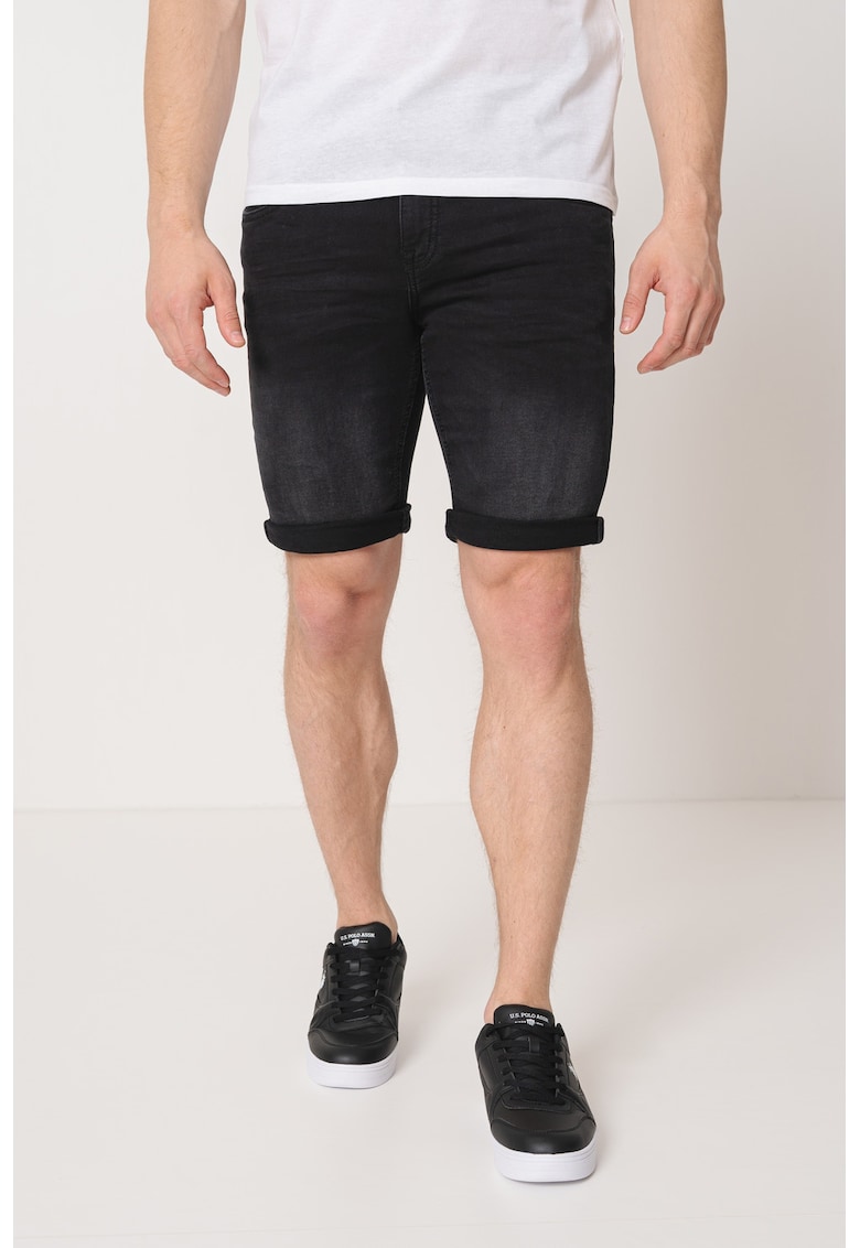 Bermude de denim cu talie medie