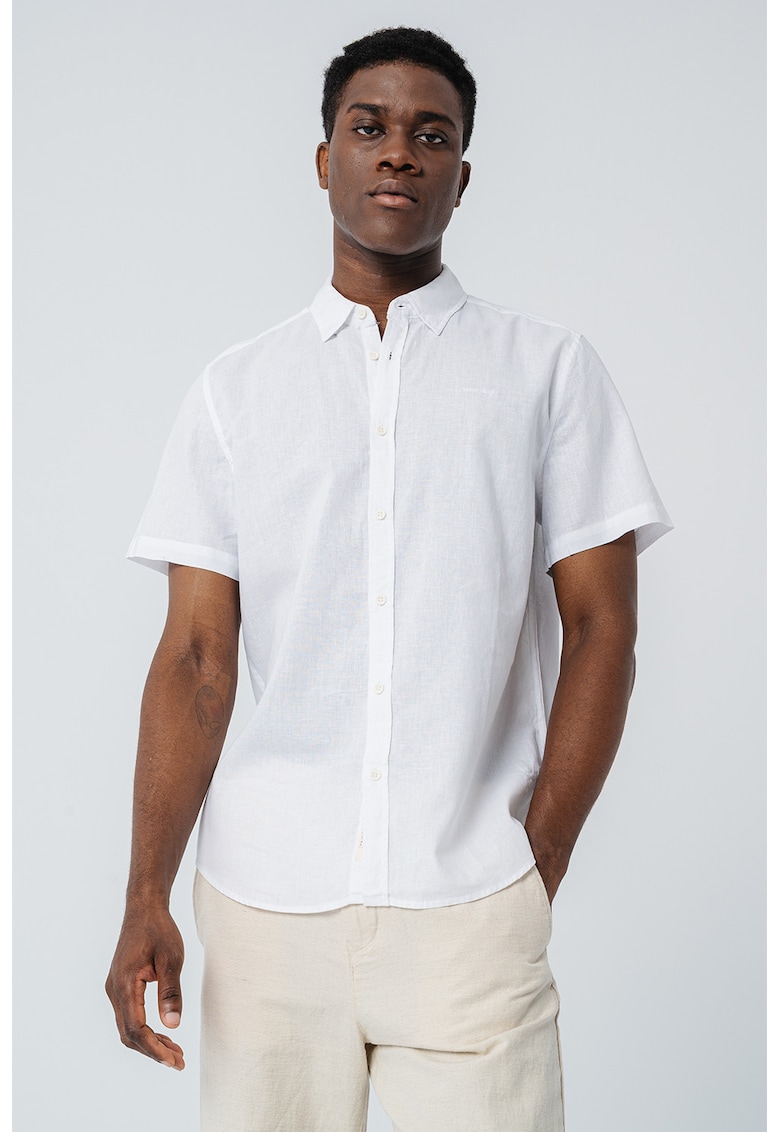 Camasa regular-fit din amestec de in Berkeley - Alb optic