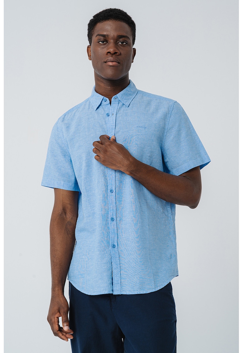 Camasa regular-fit din amestec de in Berkeley - Albastru deschis