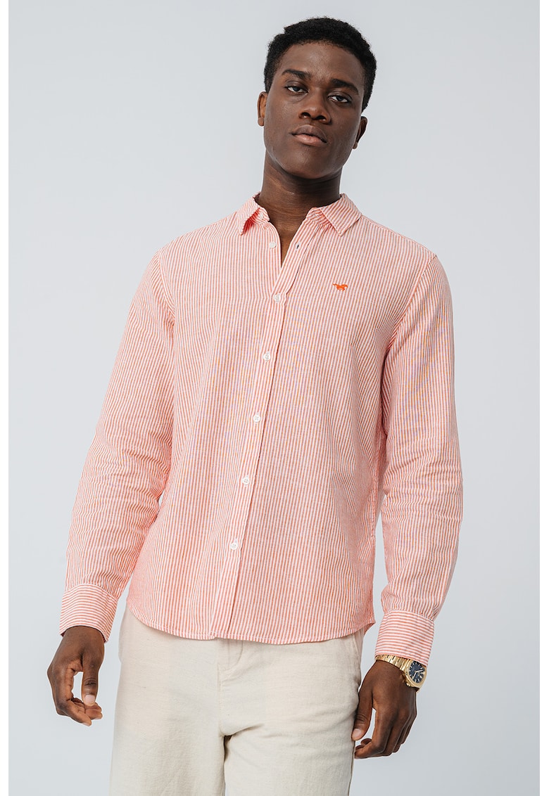 Camasa cu logo brodat discret si model in dungi Rawlins