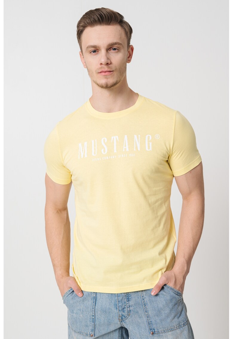 Tricou cu imprimeu logo pe piept - Alb/Galben