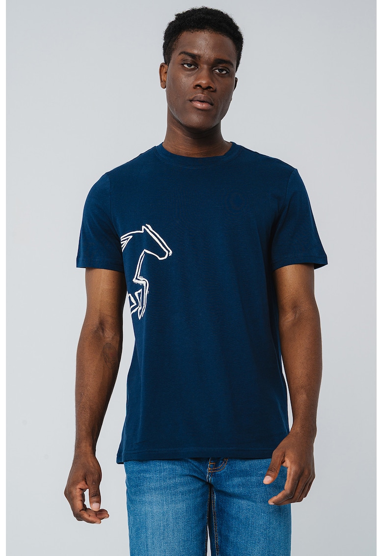 Tricou cu decolteu la baza gatului si imprimeu grafic Austin