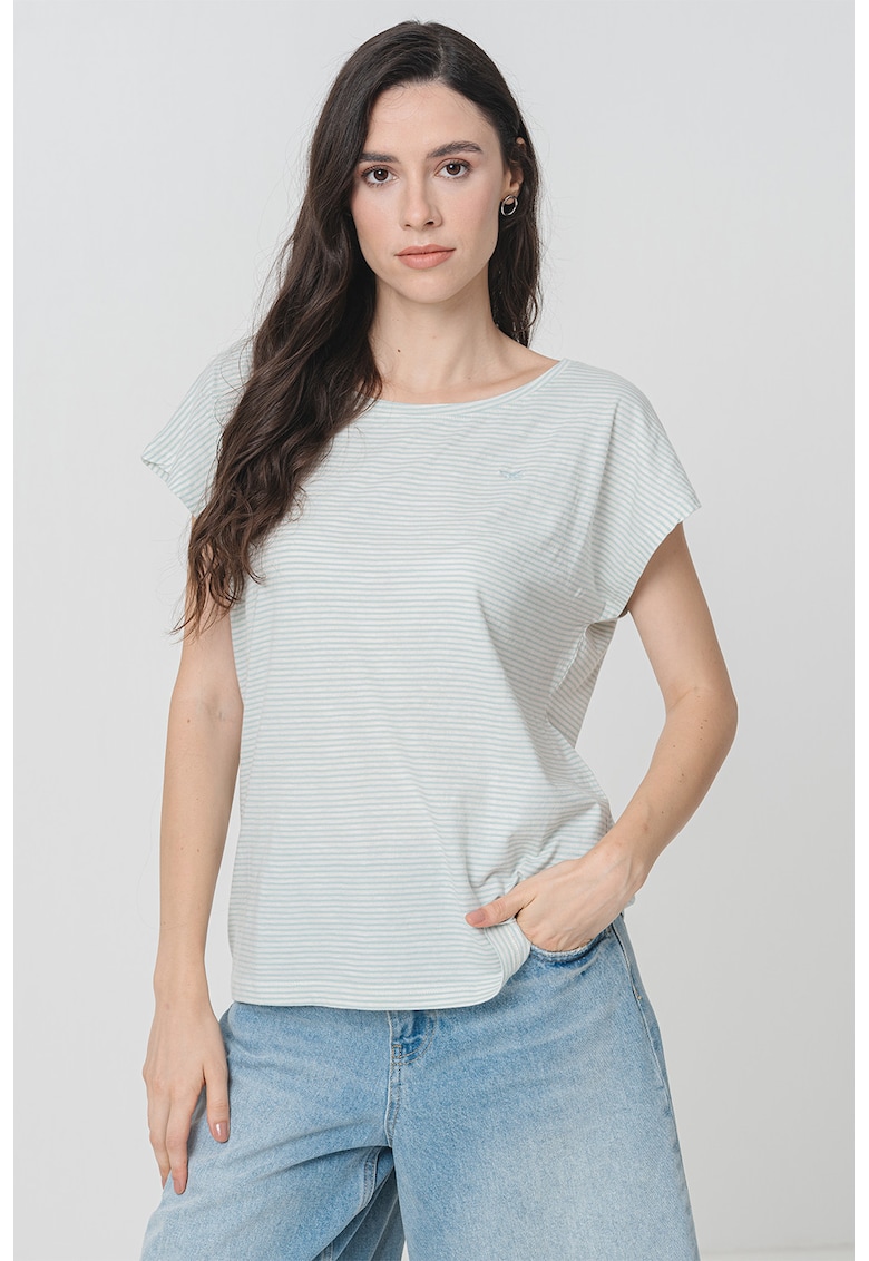 Tricou lejer din bumbac Lesley - Alb murdar/Verde menta