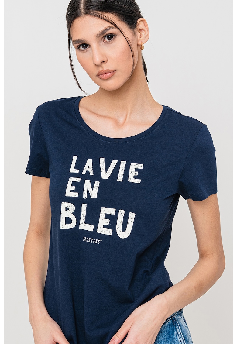 Tricou slim fit cu text