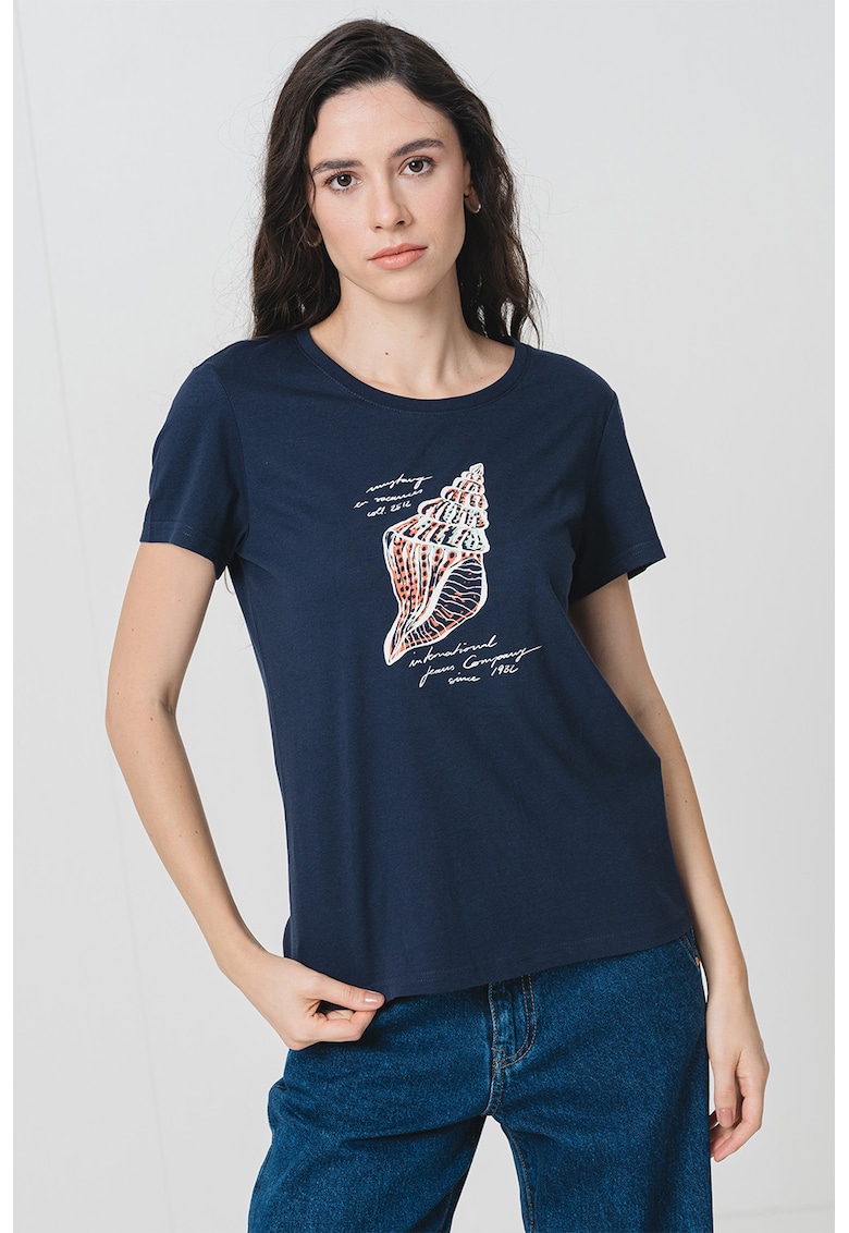 Tricou cu design grafic Alma - Bleumarin