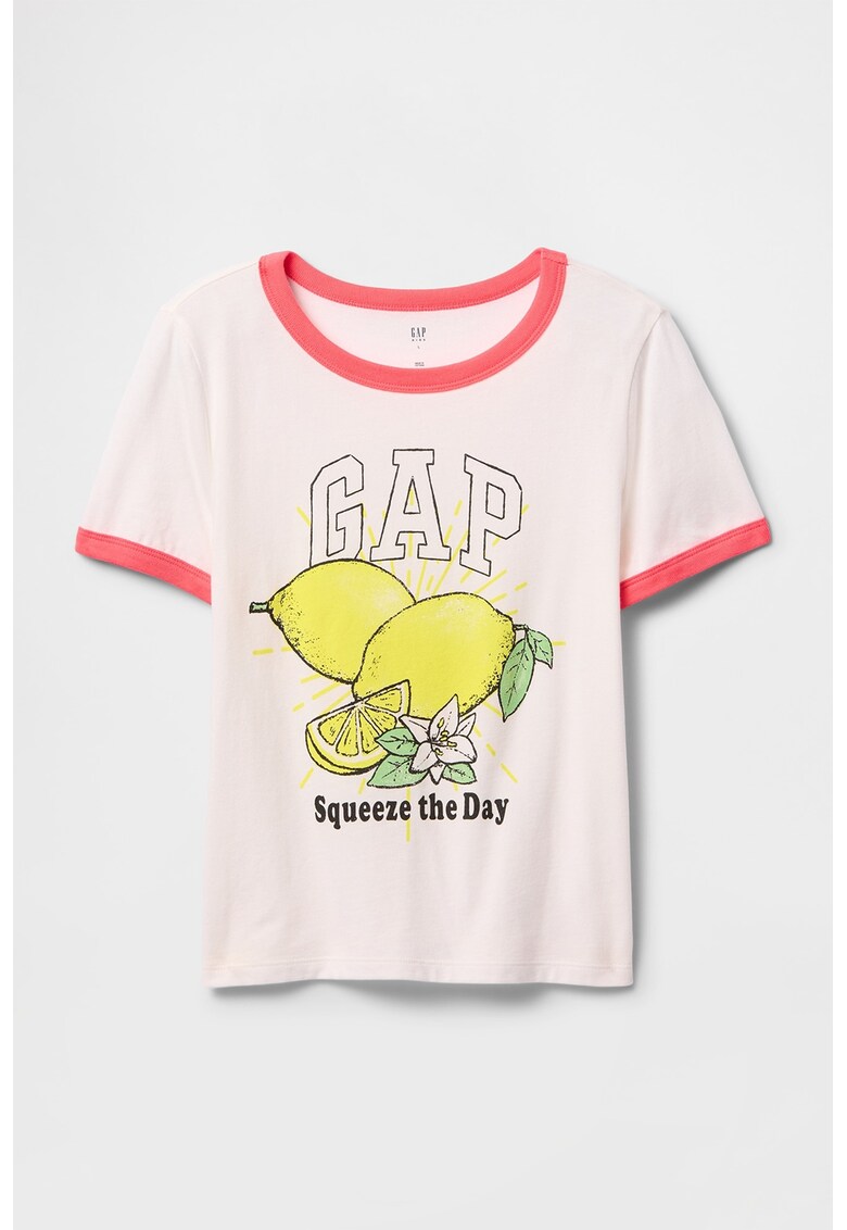 Tricou din bumbac cu imprimeu cu fructe - Rosu/Alb murdar