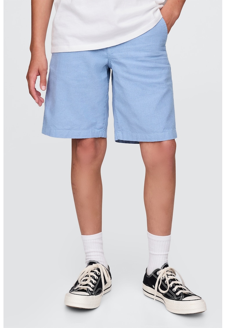 Pantaloni scurti din amestec de in cu buzunare laterale