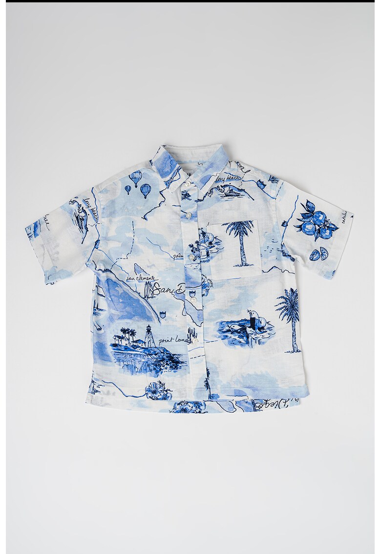 Camasa din amestec de in cu model grafic