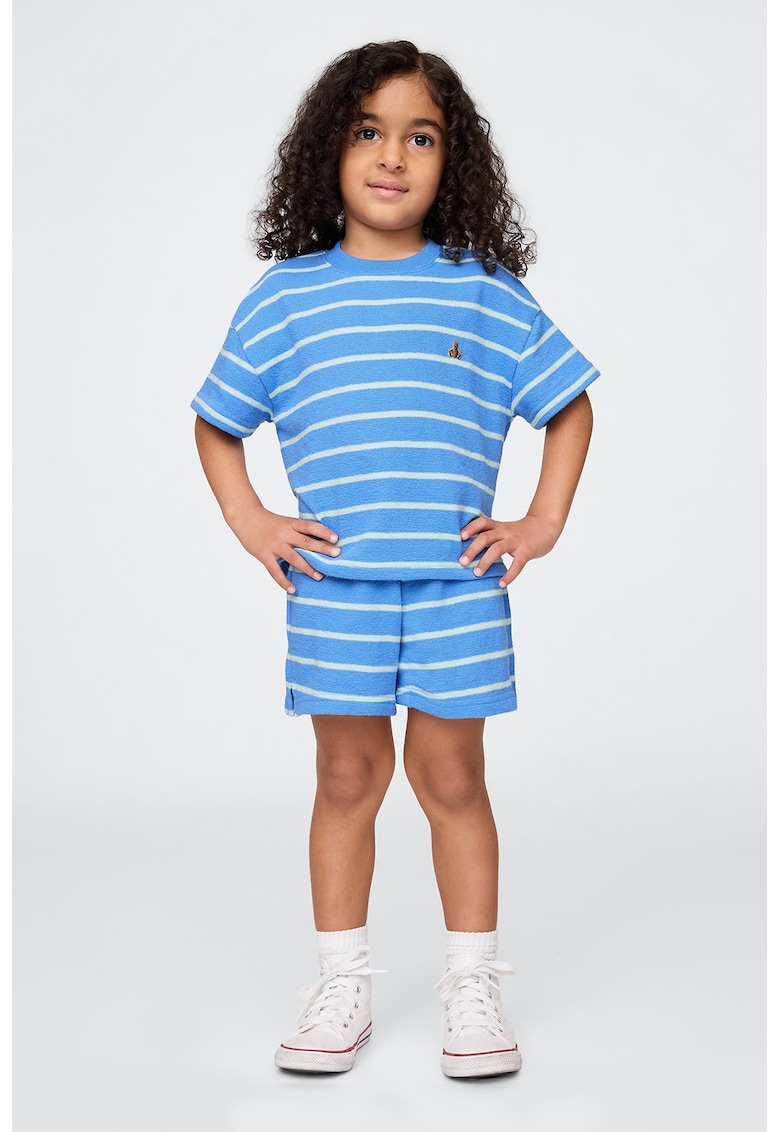 Set de tricou si pantaloni scurti cu model in dungi - 2 piese