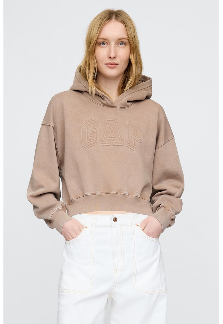 Hanorac crop cu imprimeu logo