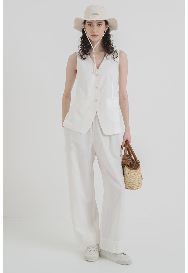 Pantaloni ampli din amestec de in