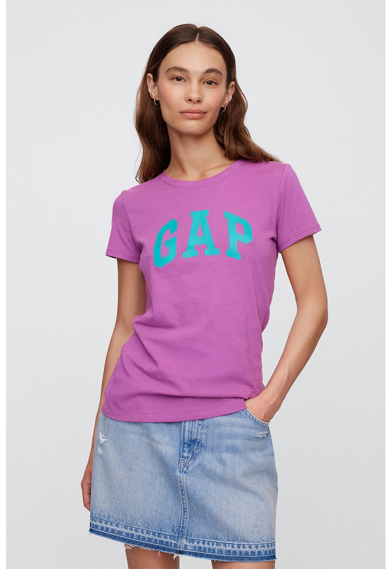 Tricou regular fit cu imprimeu logo - Lila/Albastru deschis