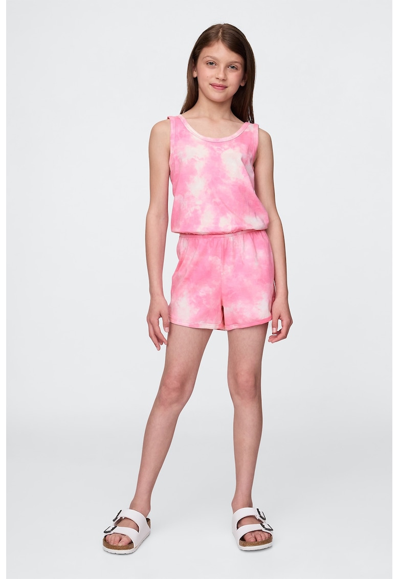 Salopeta scurta din amestec de bumbac cu model tie-dye
