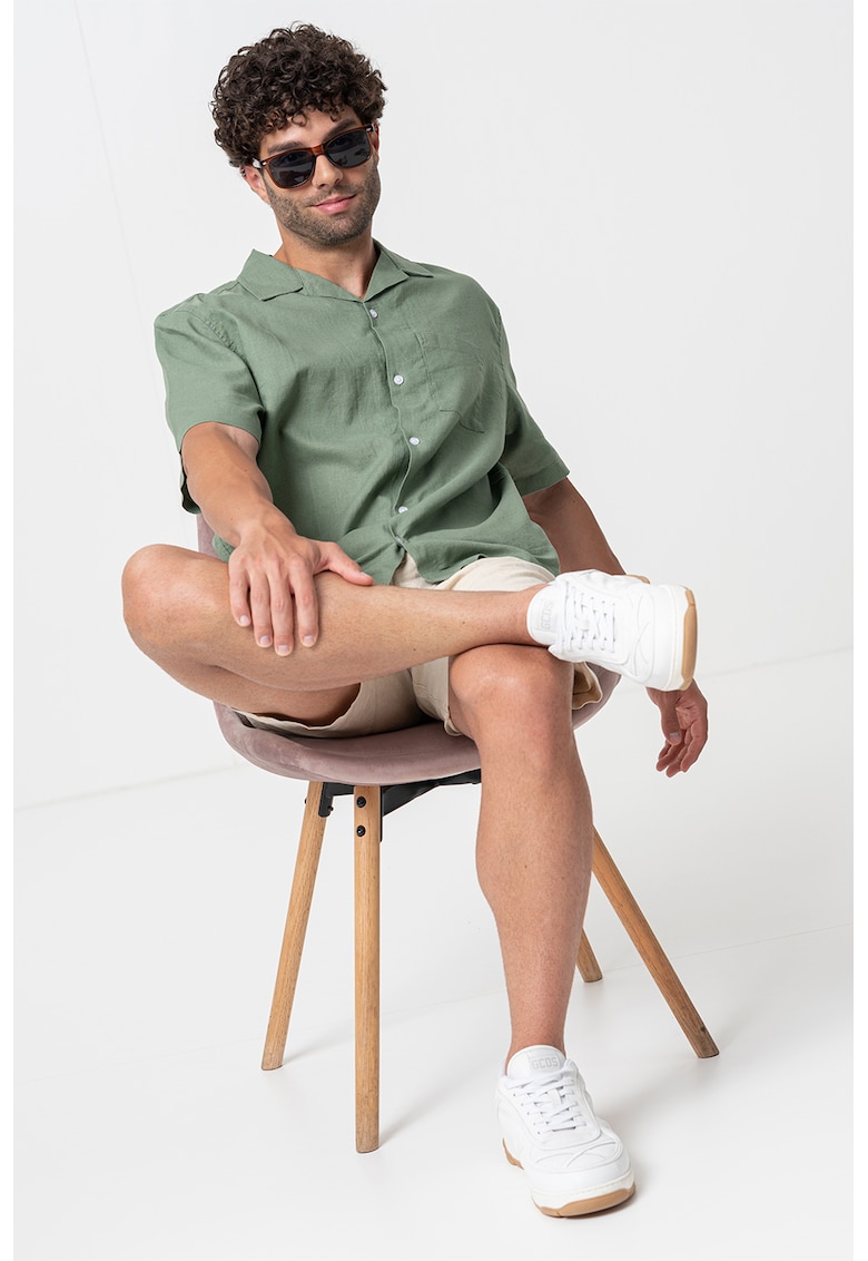 Camasa din amestec de in cu maneci scurte