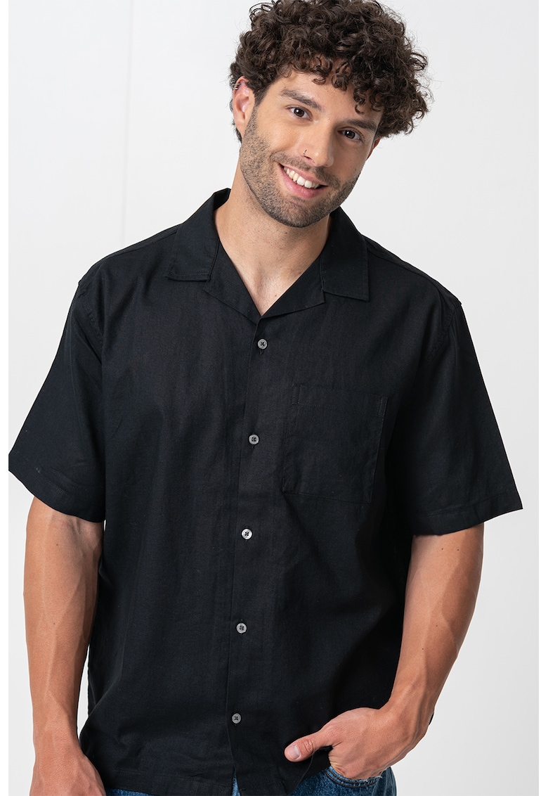 Camasa din amestec de in cu maneci scurte