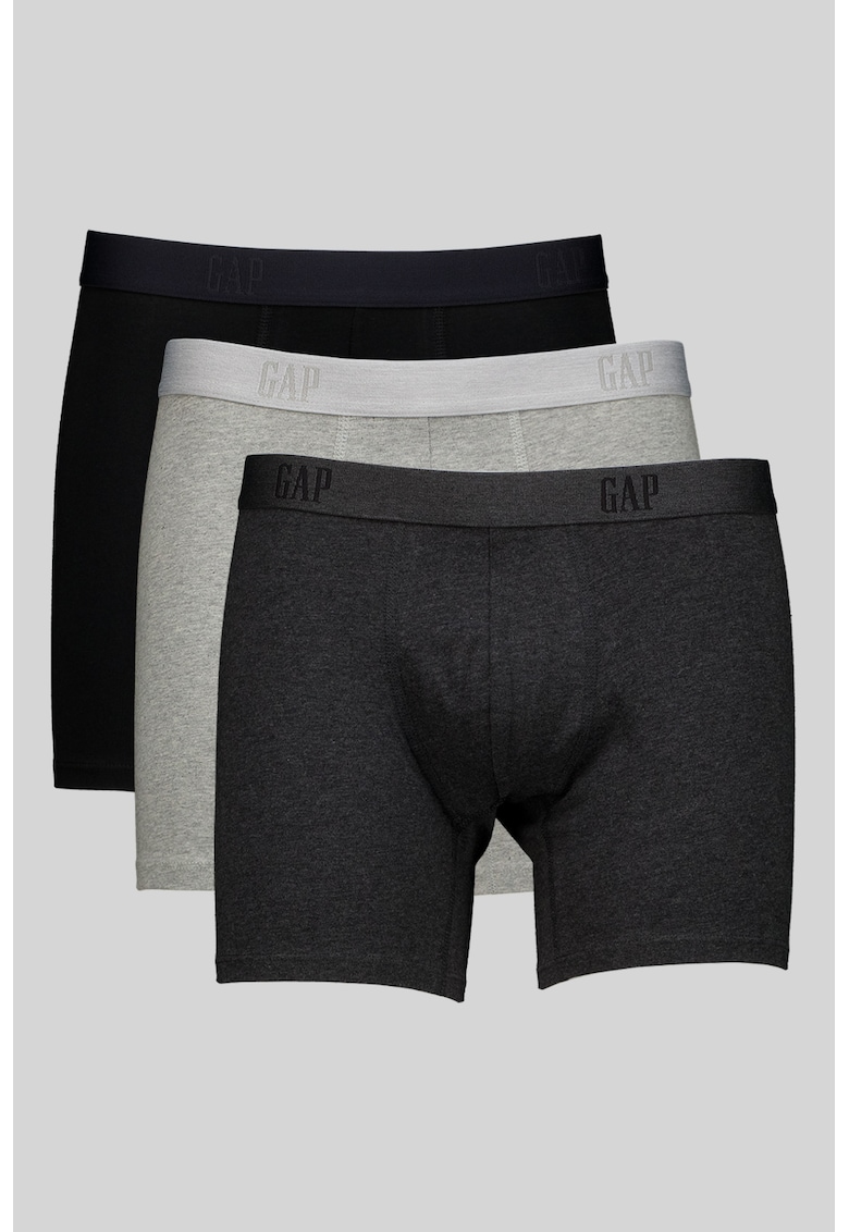 Set de boxeri cu banda logo in talie - 3 perechi - Negru/Gri