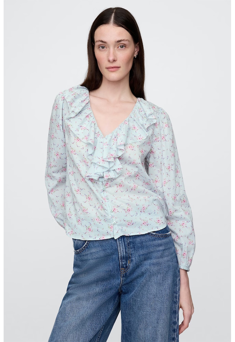 Bluza cu imprimeu si volane