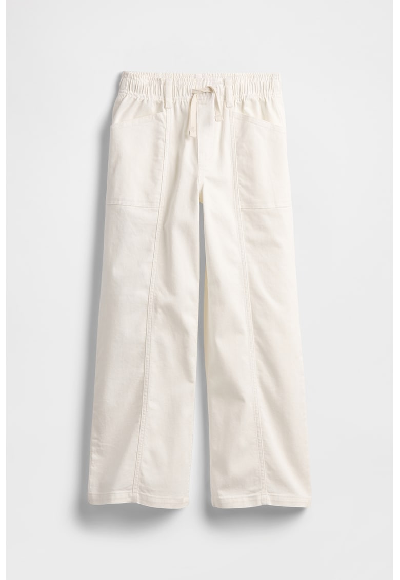 Pantaloni din amestec de bumbac cu croiala ampla si snururi de ajustare