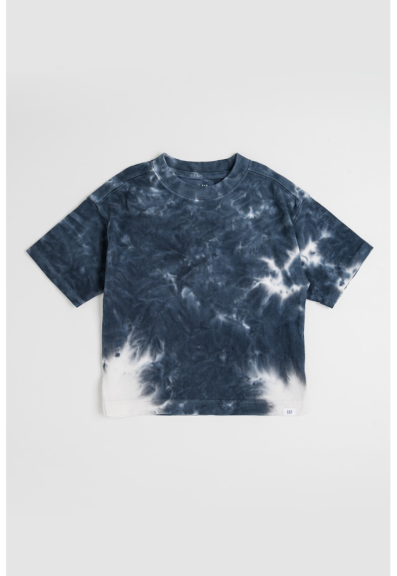 Tricou cu decolteu la baza gatului si model tie-dye