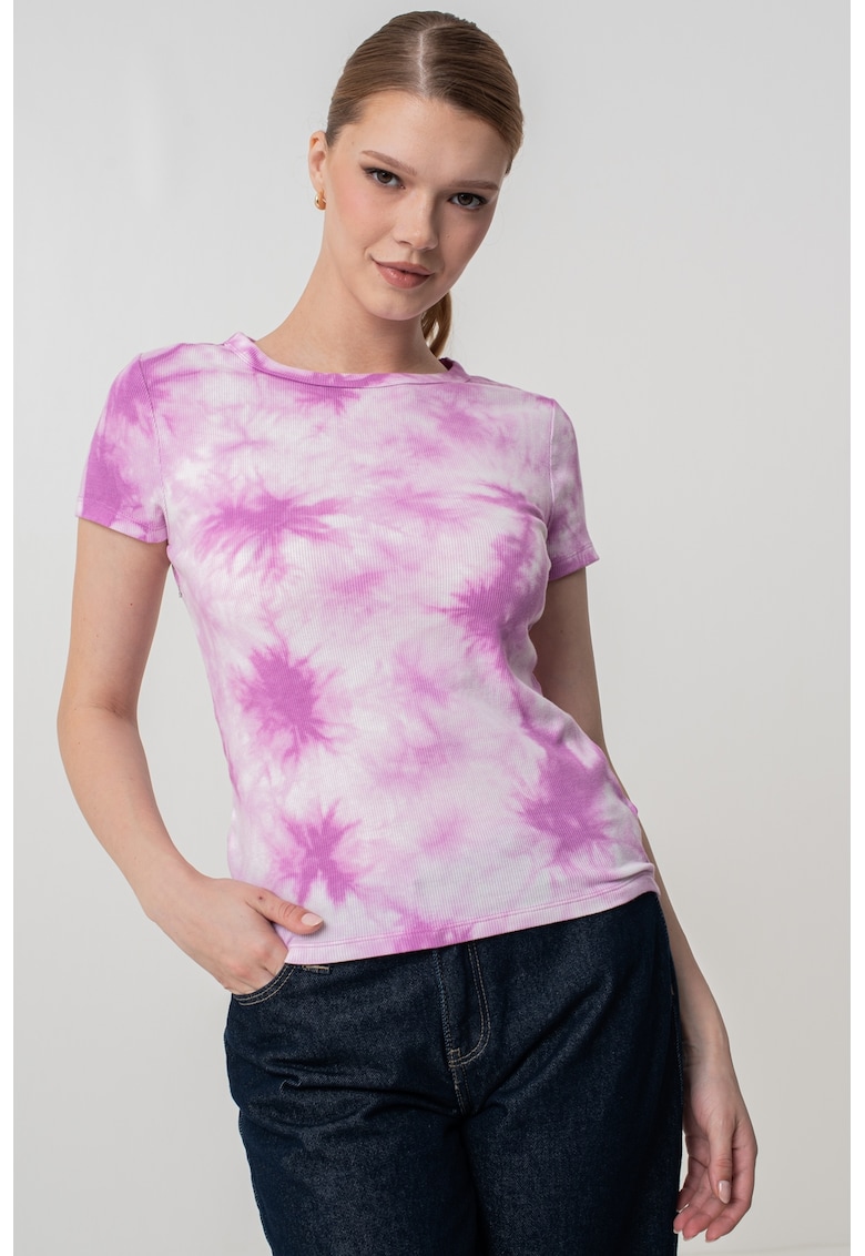 Tricou slim fit cu model tie-dye