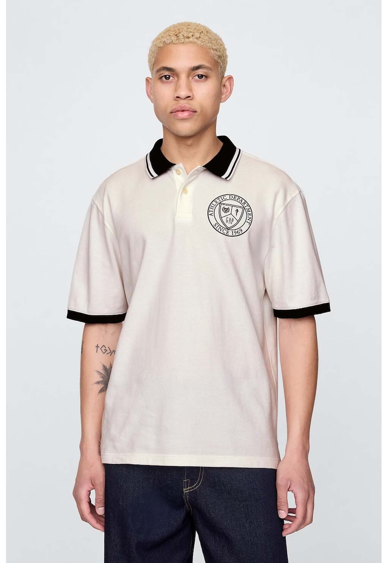 Tricou polo lejer cu detalii contrastante