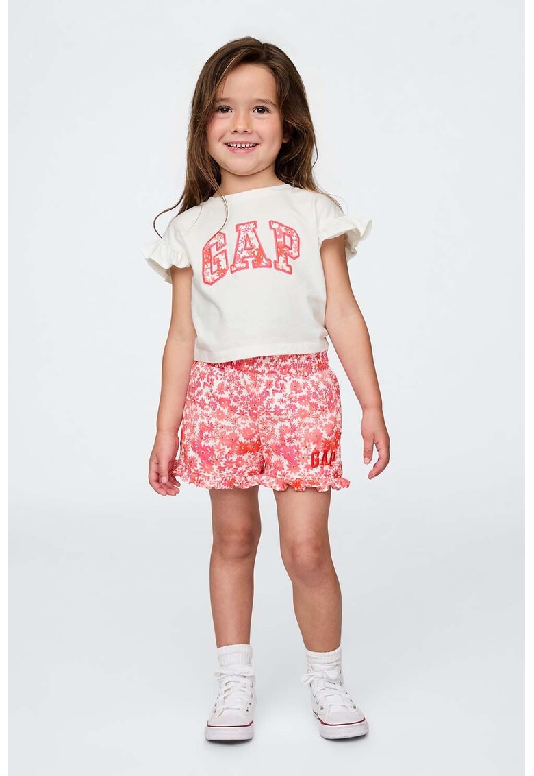 Set de tricou cu imprimeu logo si pantaloni scurti