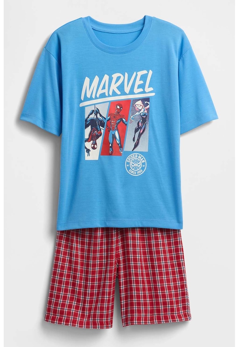 Pijama cu pantaloni scurti si imprimeu Spiderman Pijama cu pantaloni scurti si imprimeu Spiderman