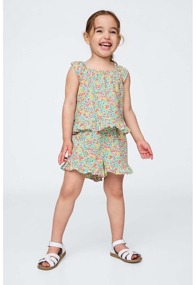 Set de pantaloni scurti si top cu model floral