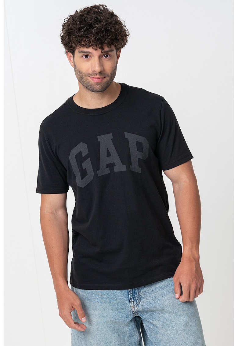 Tricou de bumbac cu imprimeu logo - Negru