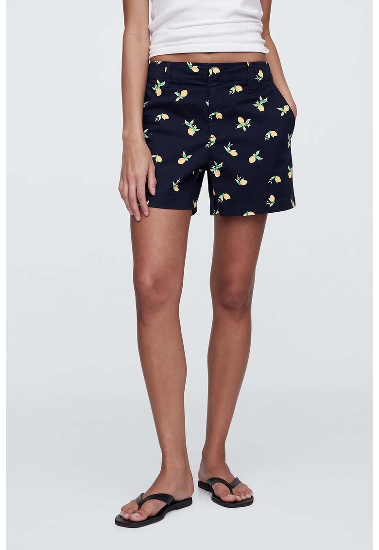 Pantaloni scurti cu talie medie - Verde/Galben/Bleumarin