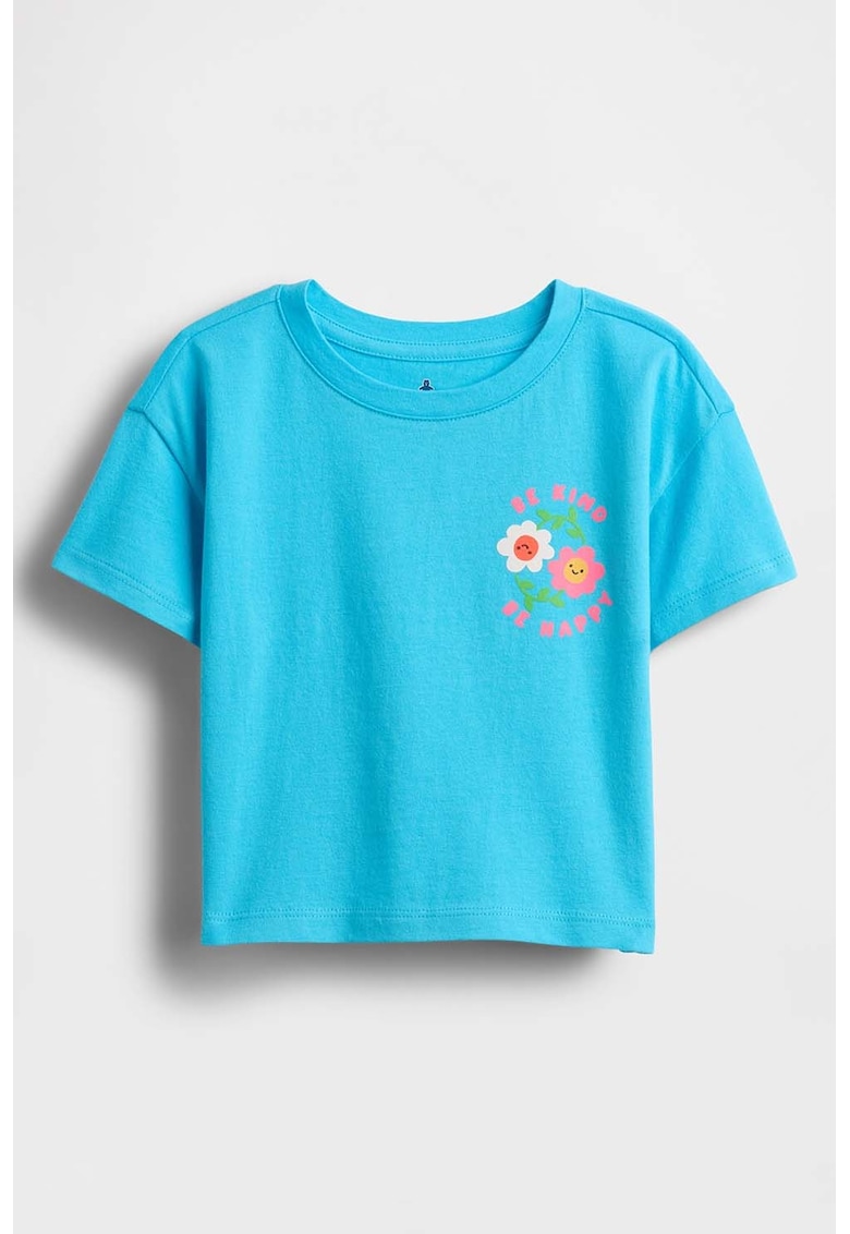 Tricou cu detaliu grafic - Albastru aquamarin