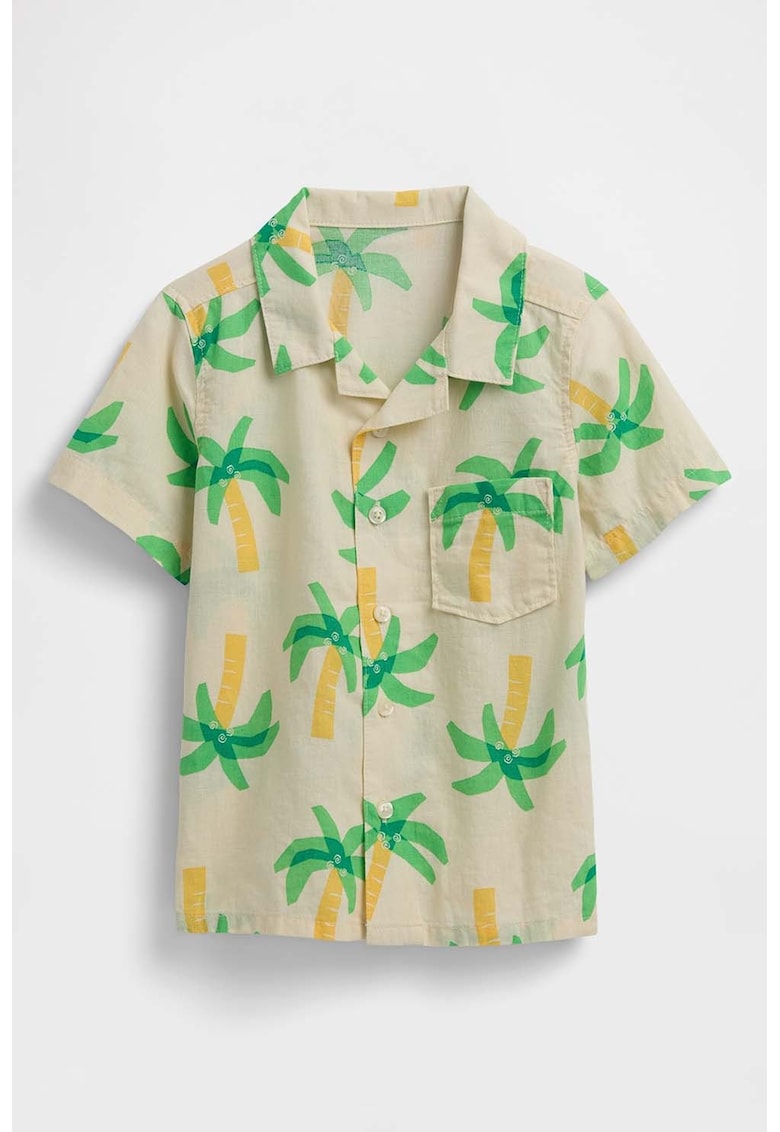 Camasa cu model tropical - Verde/Galben
