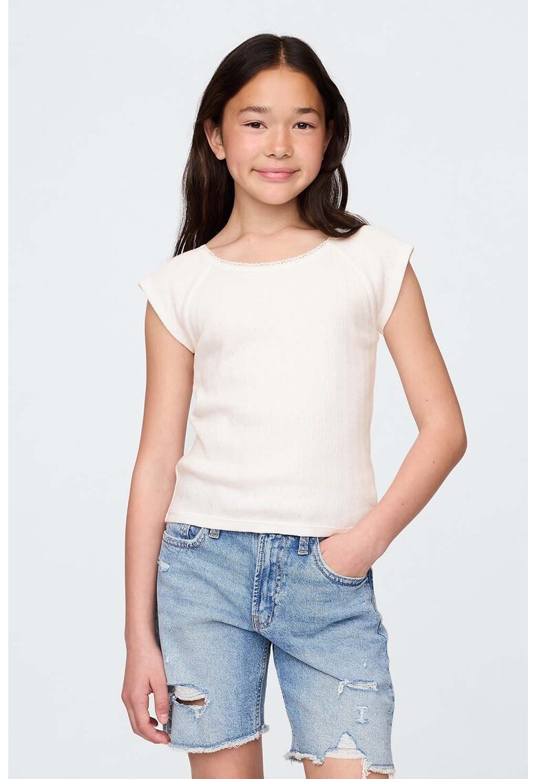 Tricou cu decolteu rotund - Alb murdar