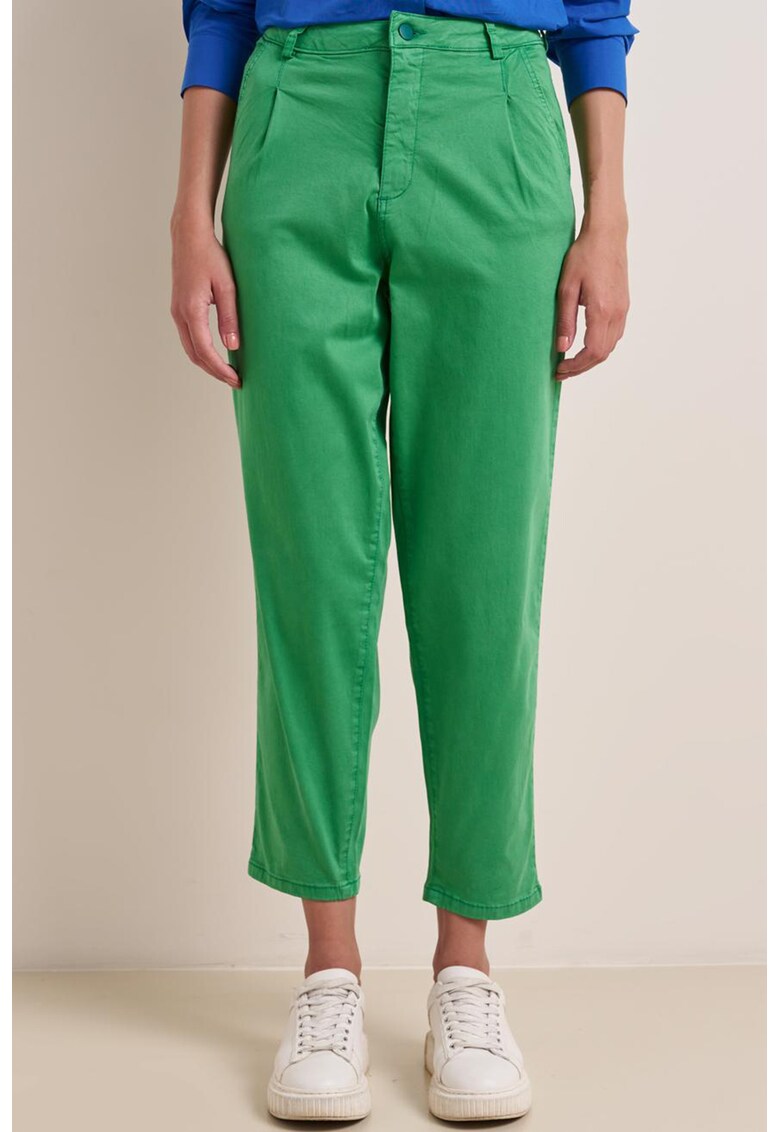 Pantaloni crop cu talie inalta - Verde