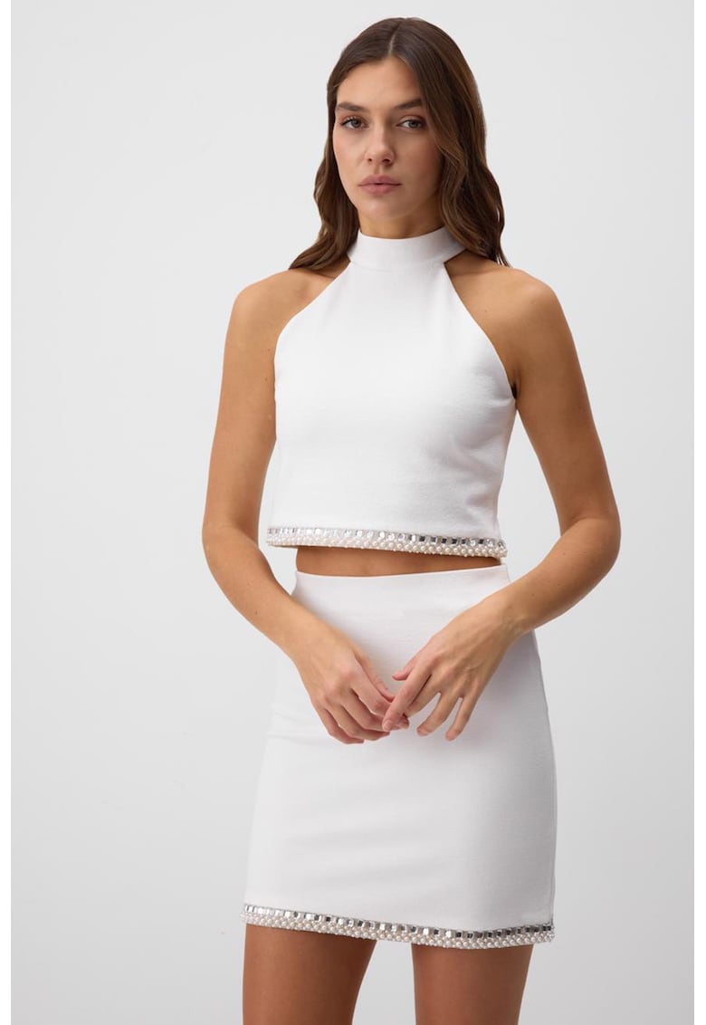 Bluza crop cu decolteu halter Bluza crop cu decolteu halter