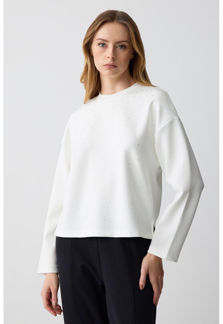 Bluza de trening uni cu decolteu la baza gatului - Alb