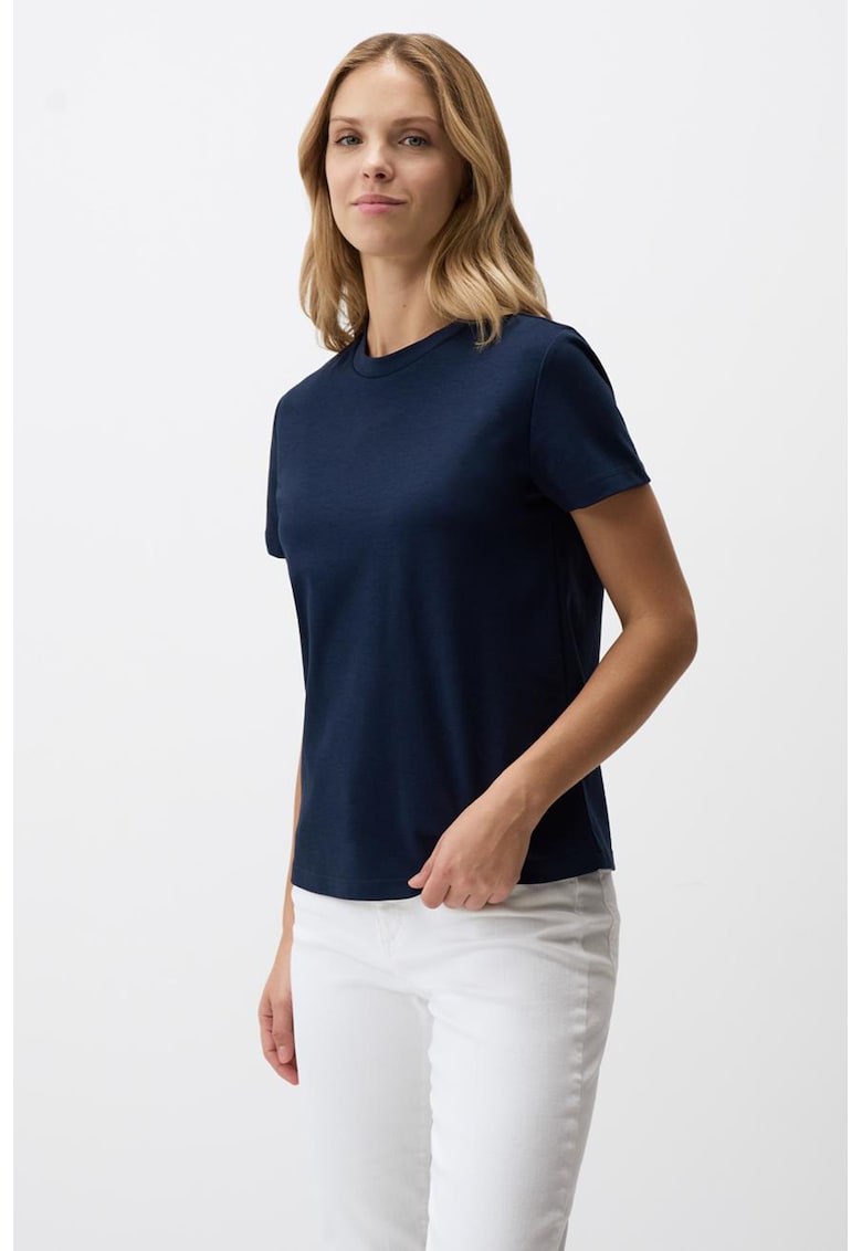 Tricou cu decolteu la baza gatului - Bleumarin