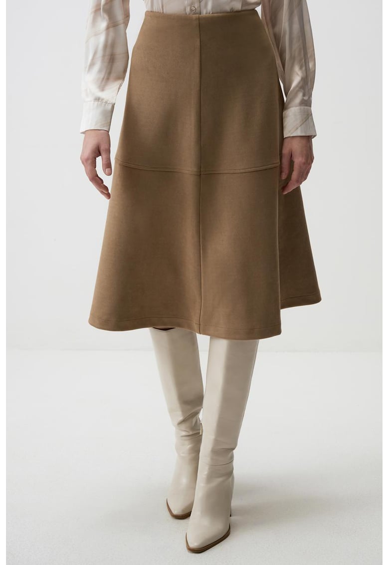 Fusta midi evazata din amestec de lycra