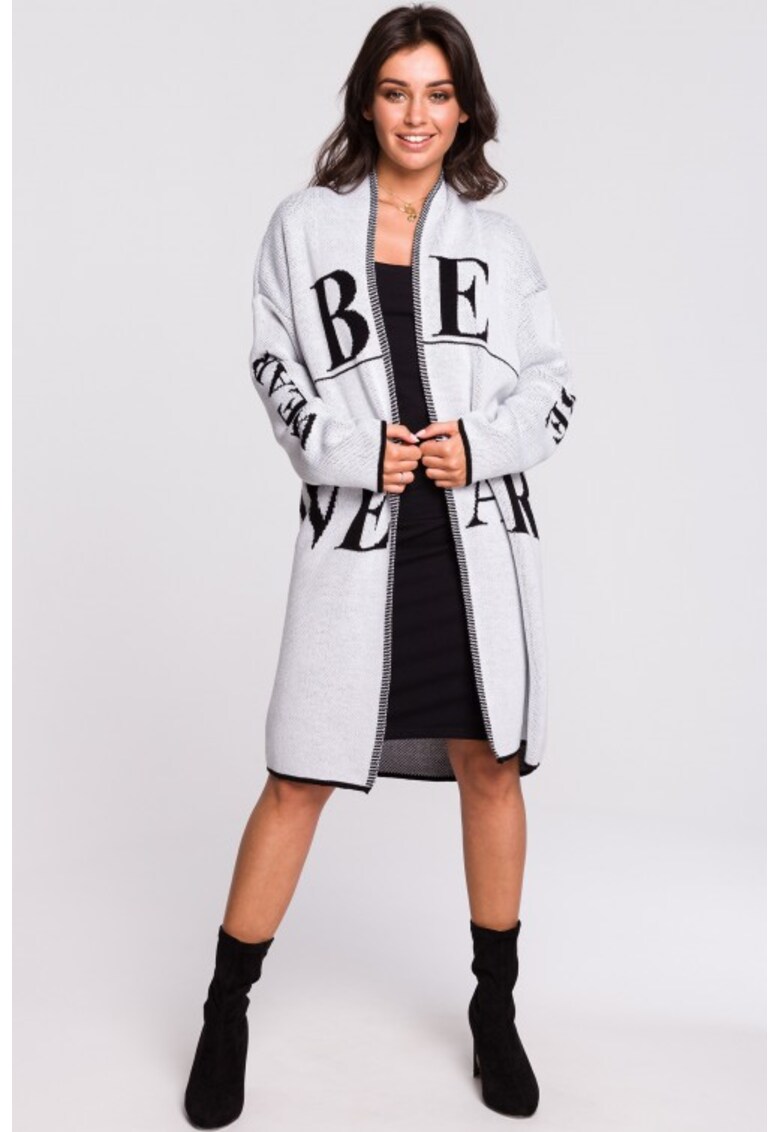 Cardigan cu imprimeu text -