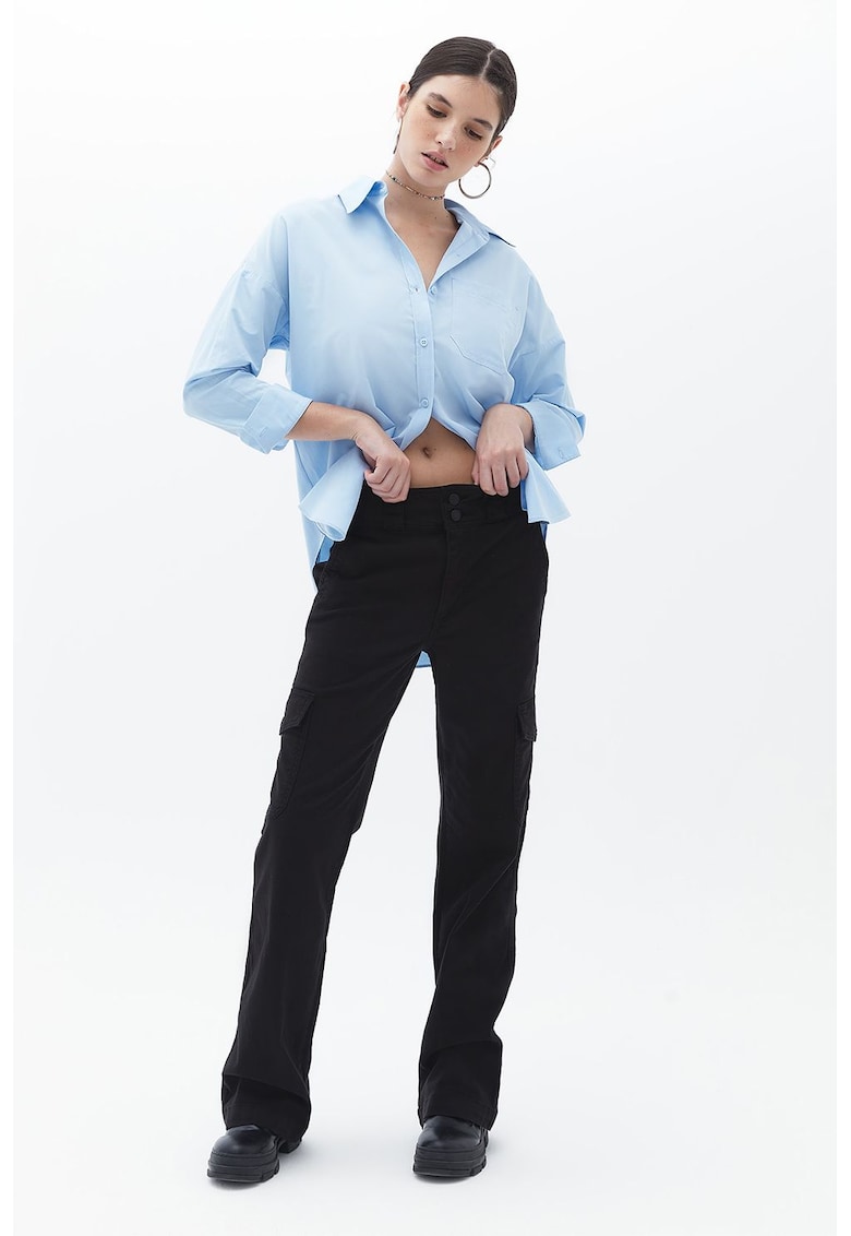 Pantaloni cargo cu talie medie - Negru