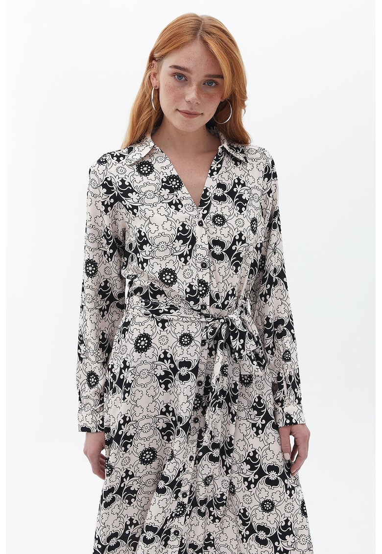 Rochie midi petrecuta cu model floral Rochie midi petrecuta cu model floral