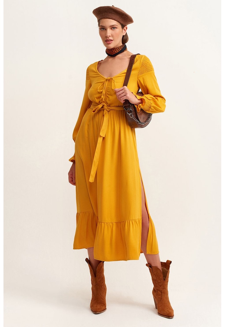 Rochie midi cu slituri laterale