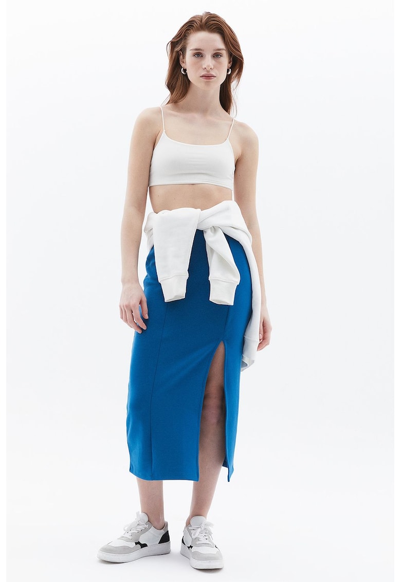 Fusta midi cu slit lateral