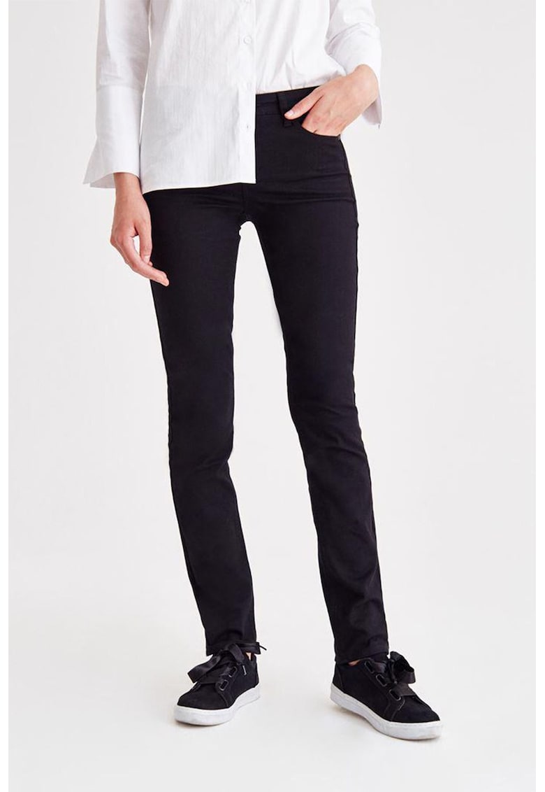 Pantaloni slim fit cu talie medie - Negru