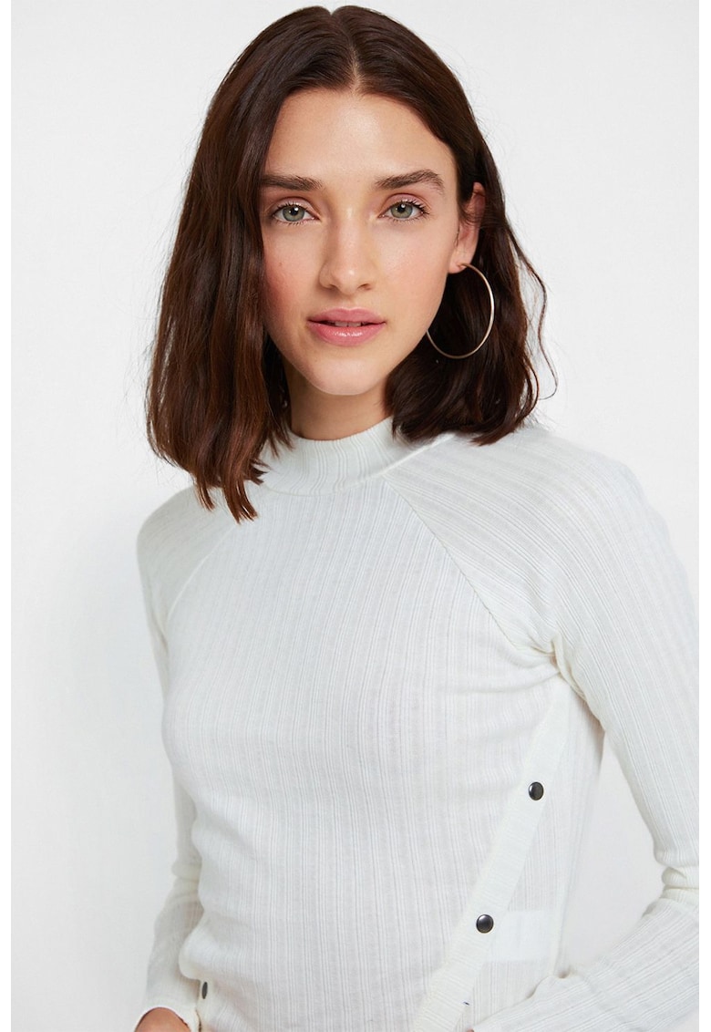 Bluza crop din bumbac cu guler inalt