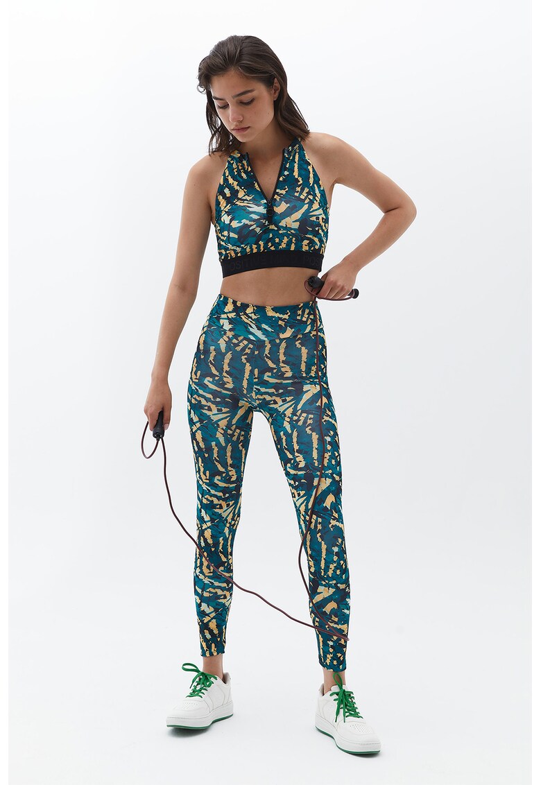 Bustiera cu fermoar - Negru/Albastru inchis/Galben sofran