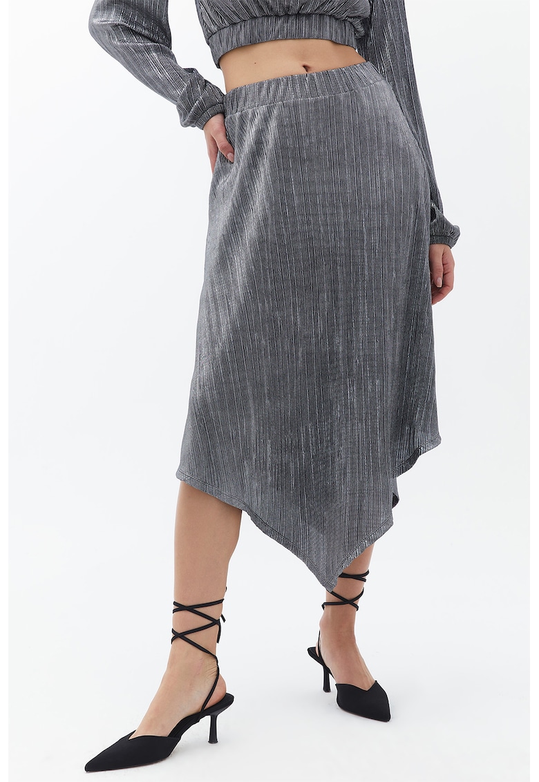 Fusta asimetric cu aspect metalic