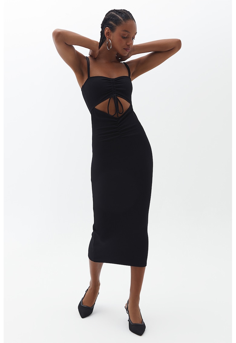Rochie bodycon cu pliuri - Negru