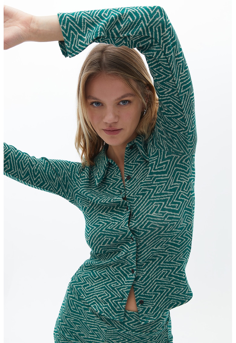 Jacheta-camasa din amestec de lyocell cu model