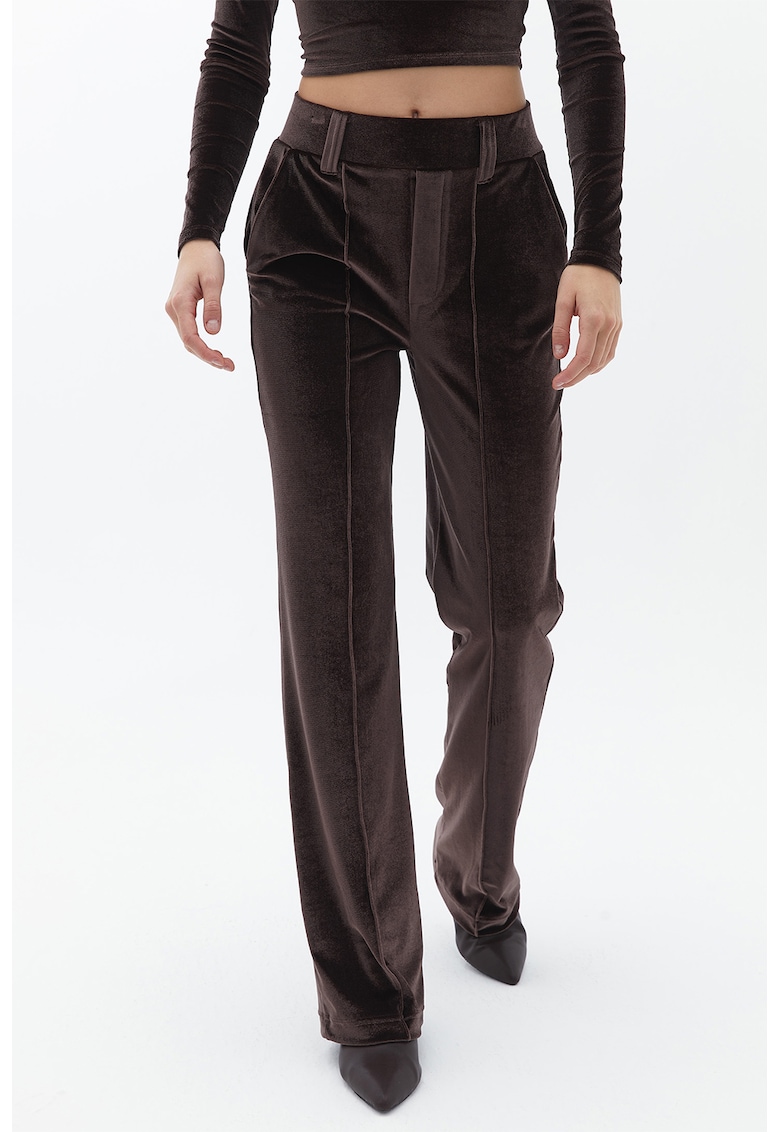 Pantaloni bootcut din reiat cu talie inalta